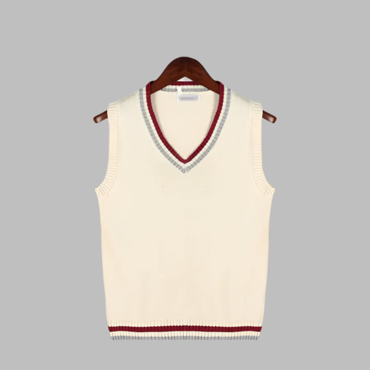 Pullover Senza Maniche Stile Preppy a Righe Retro