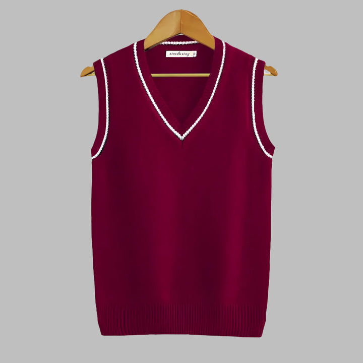 Pullover Senza Maniche Stile Preppy a Righe Retro