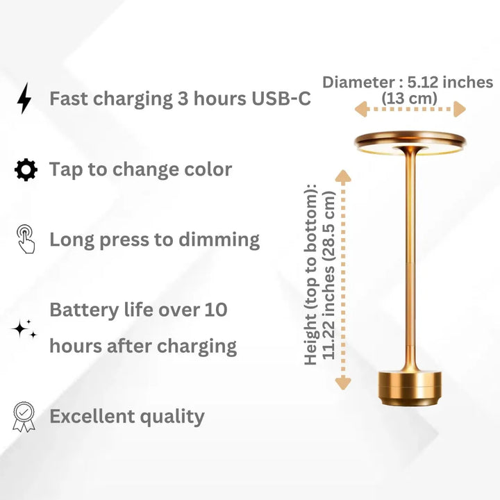 Lampada da Tavolo Wireless Semplice con Ricarica