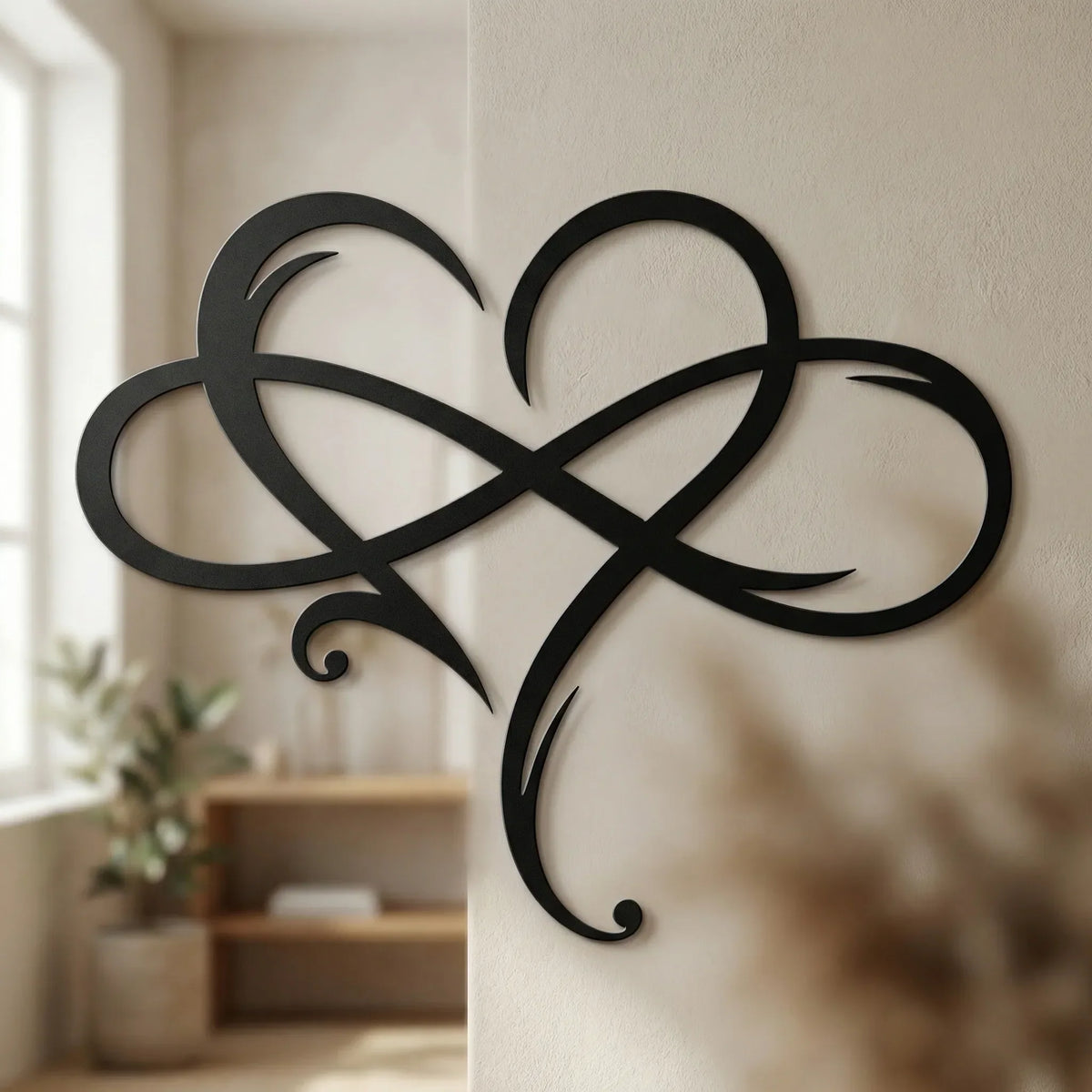 Decorazione da parete in metallo a forma di cuore infinito