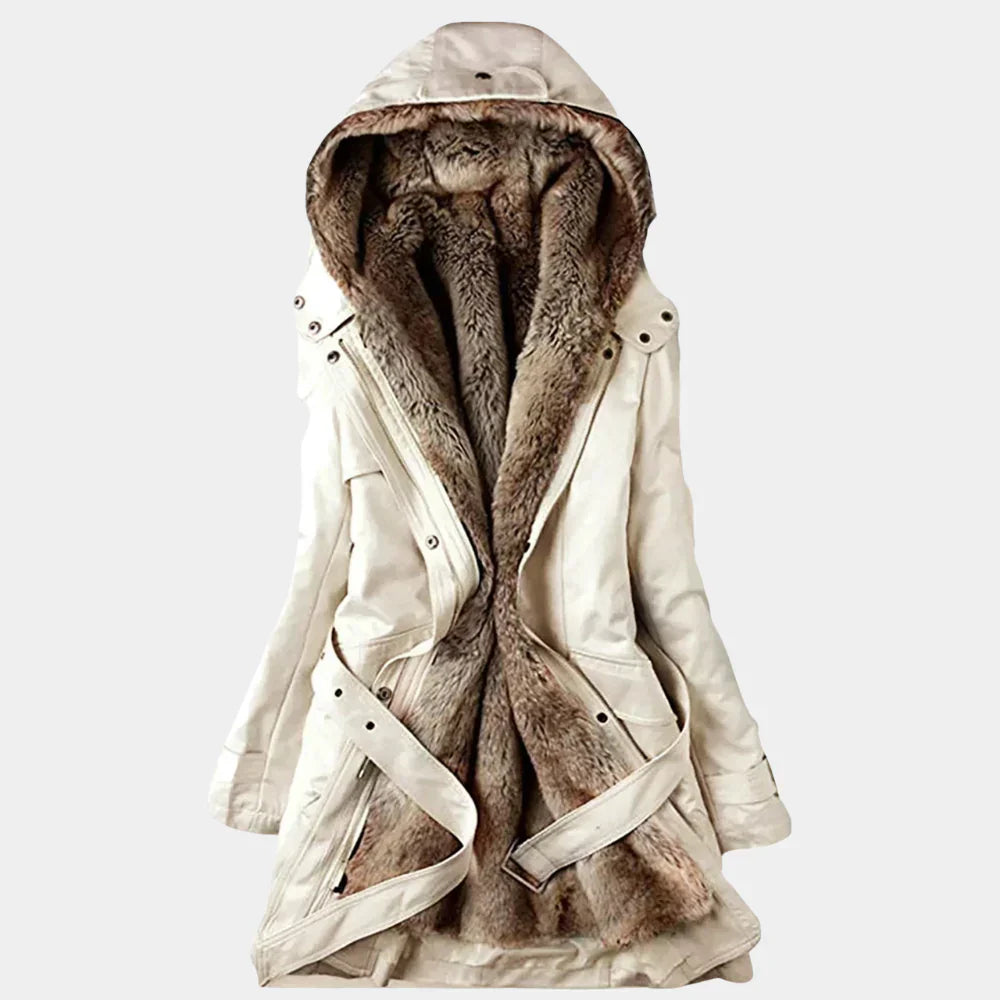 Parka con Cappuccio e Cintura per Donne
