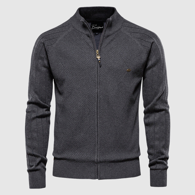 Zyan – Cardigan a Zip Completa per Uomo in Cotone