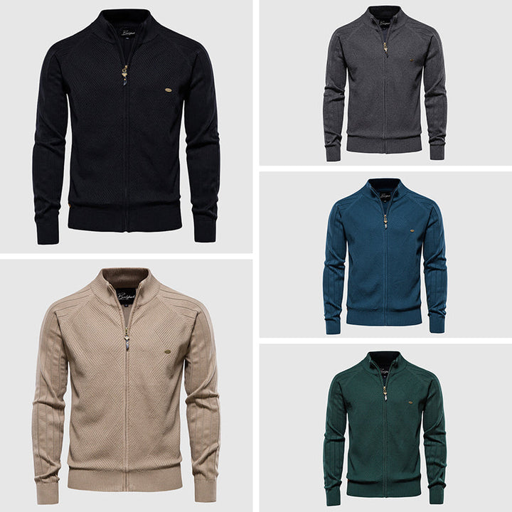 Zyan – Cardigan a Zip Completa per Uomo in Cotone