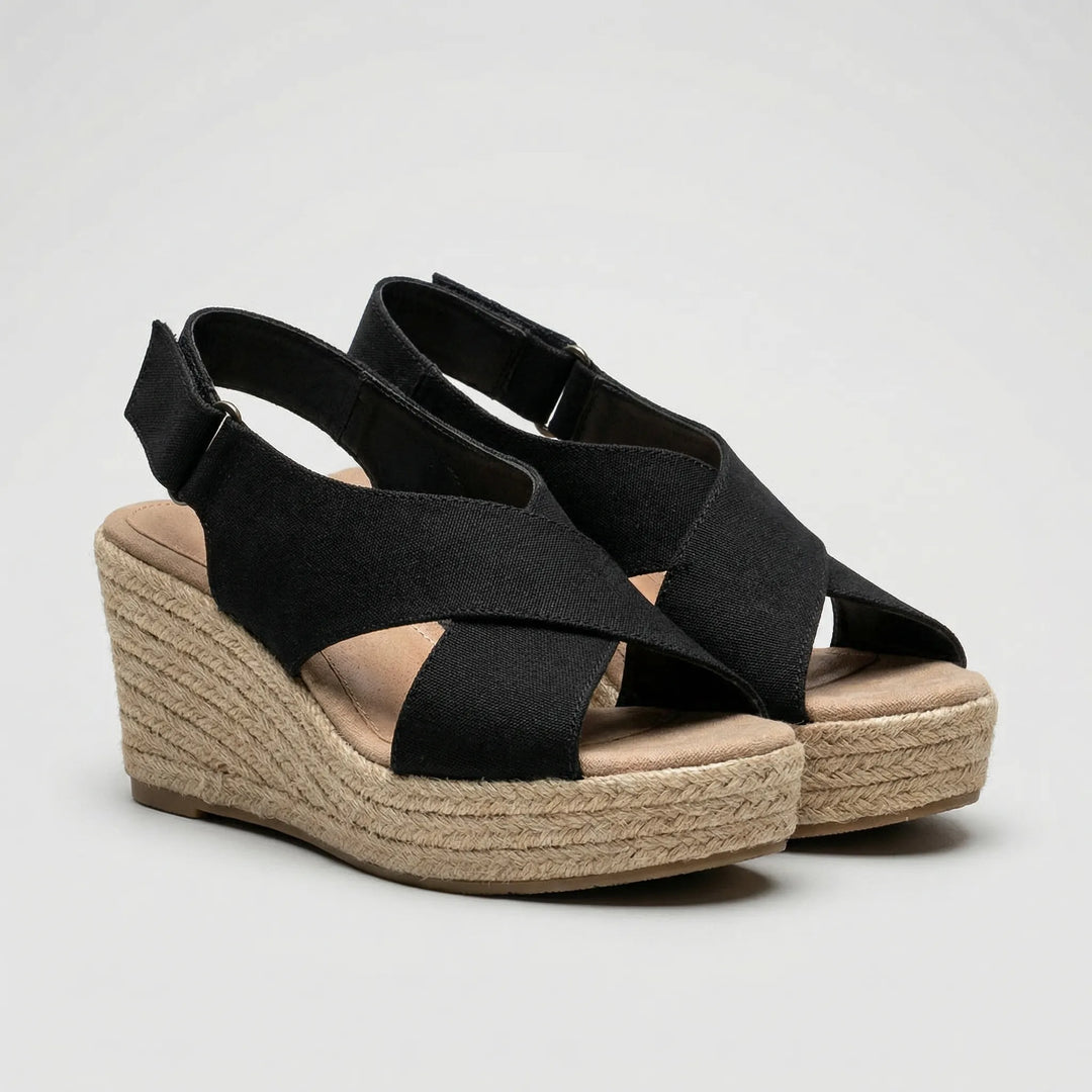 Jutriva - Sandalo espadrillas con zeppa e punta aperta