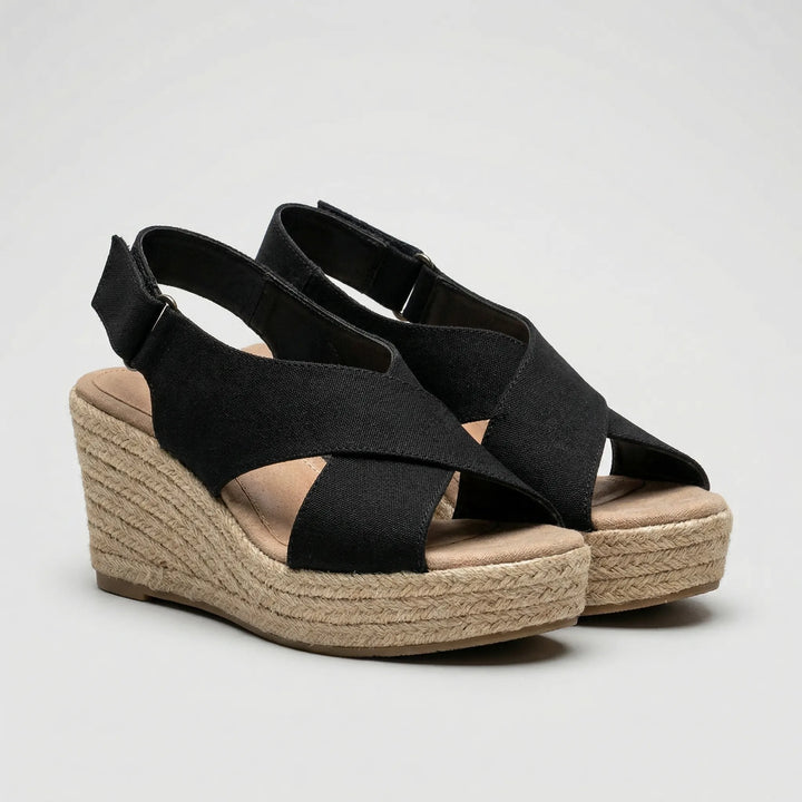 Jutriva - Sandalo espadrillas con zeppa e punta aperta