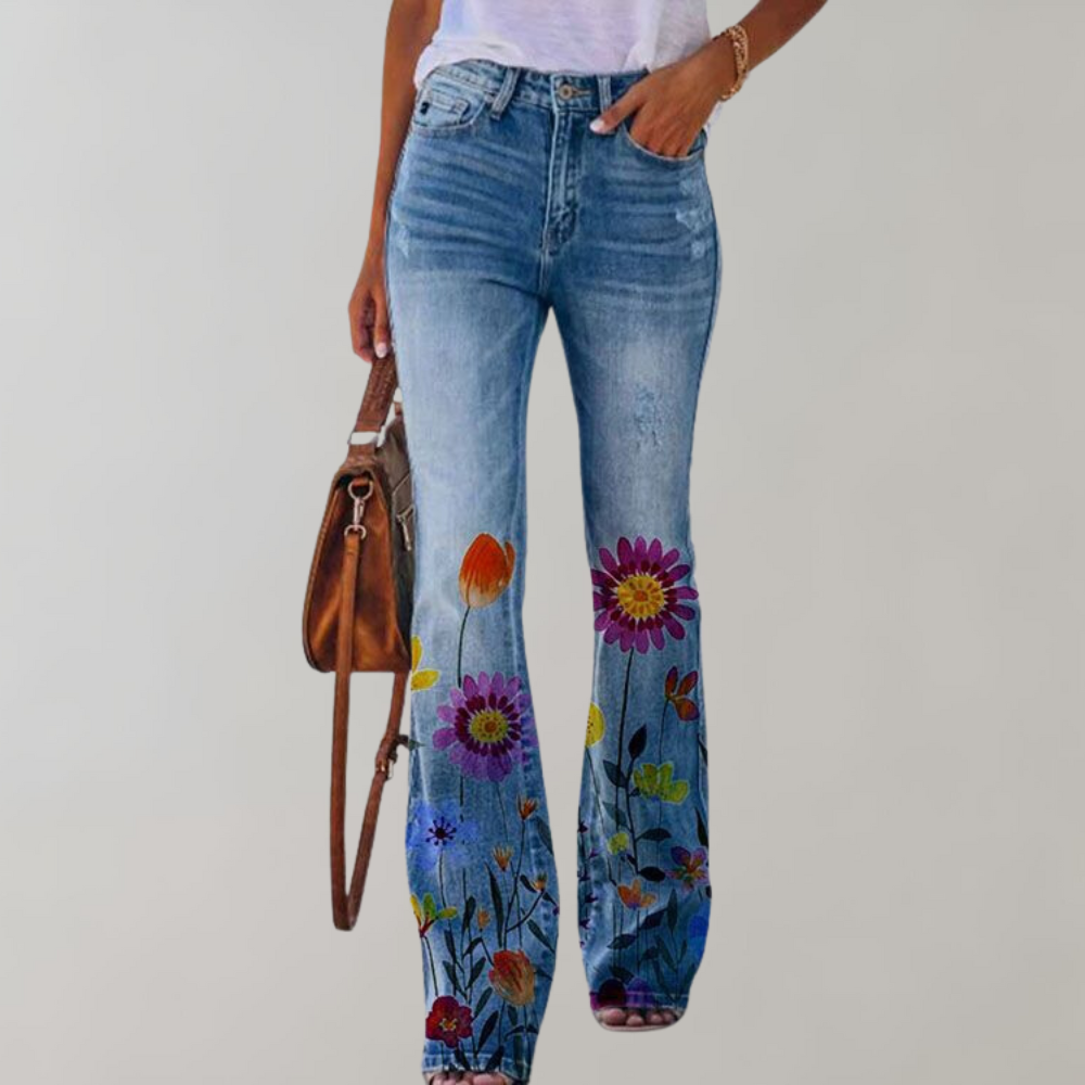 Pantaloni in Denim Design Flare per Donne