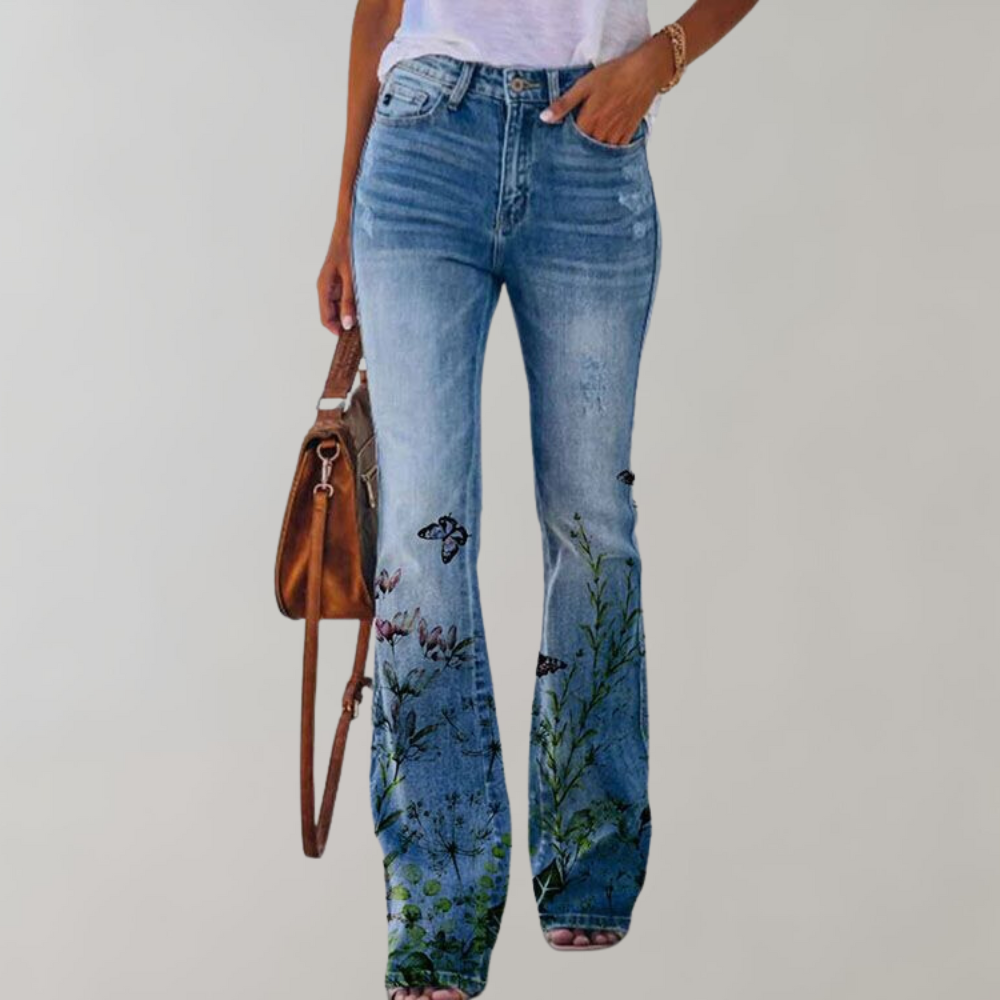 Pantaloni in Denim Design Flare per Donne