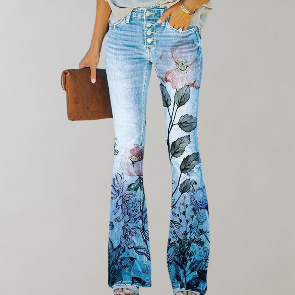 Pantaloni in Denim Design Flare per Donne