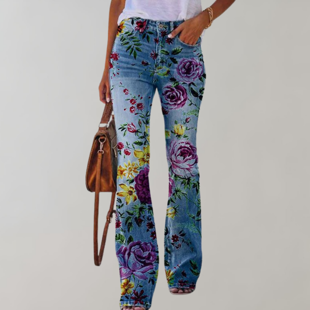 Pantaloni in Denim Design Flare per Donne