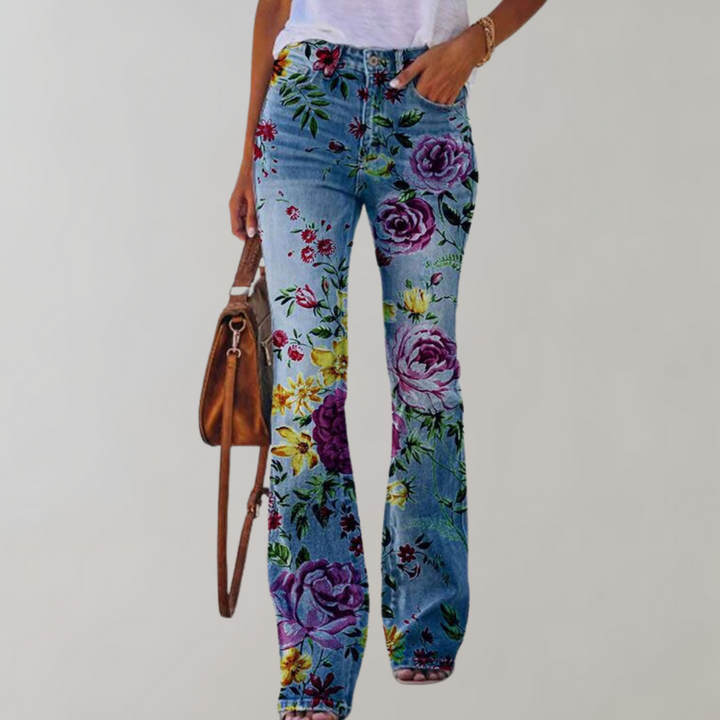 Pantaloni in Denim Design Flare per Donne