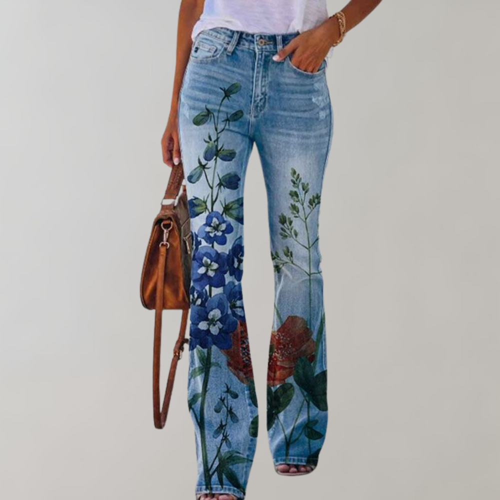 Pantaloni in Denim Design Flare per Donne