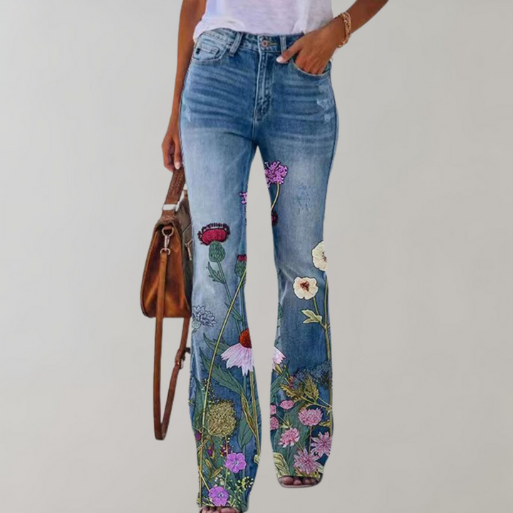 Pantaloni in Denim Design Flare per Donne