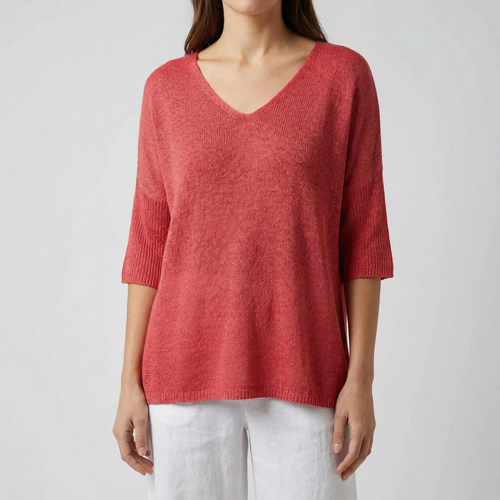 Knivara - Top in maglia con scollo a V da donna