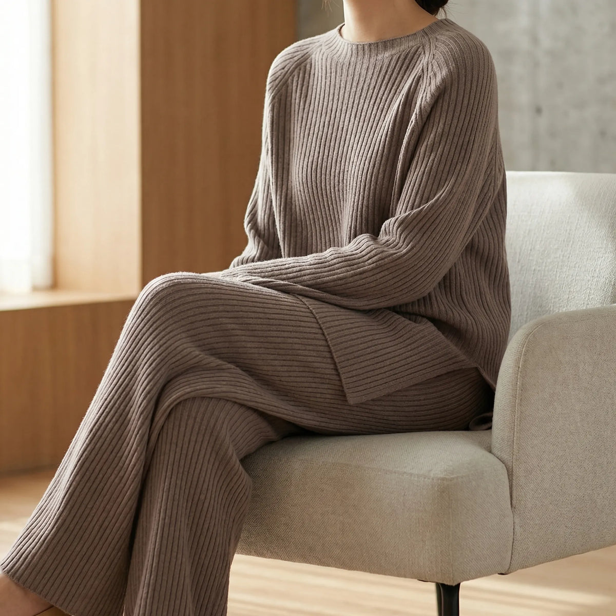 Maglione a Coste Due Pezzi