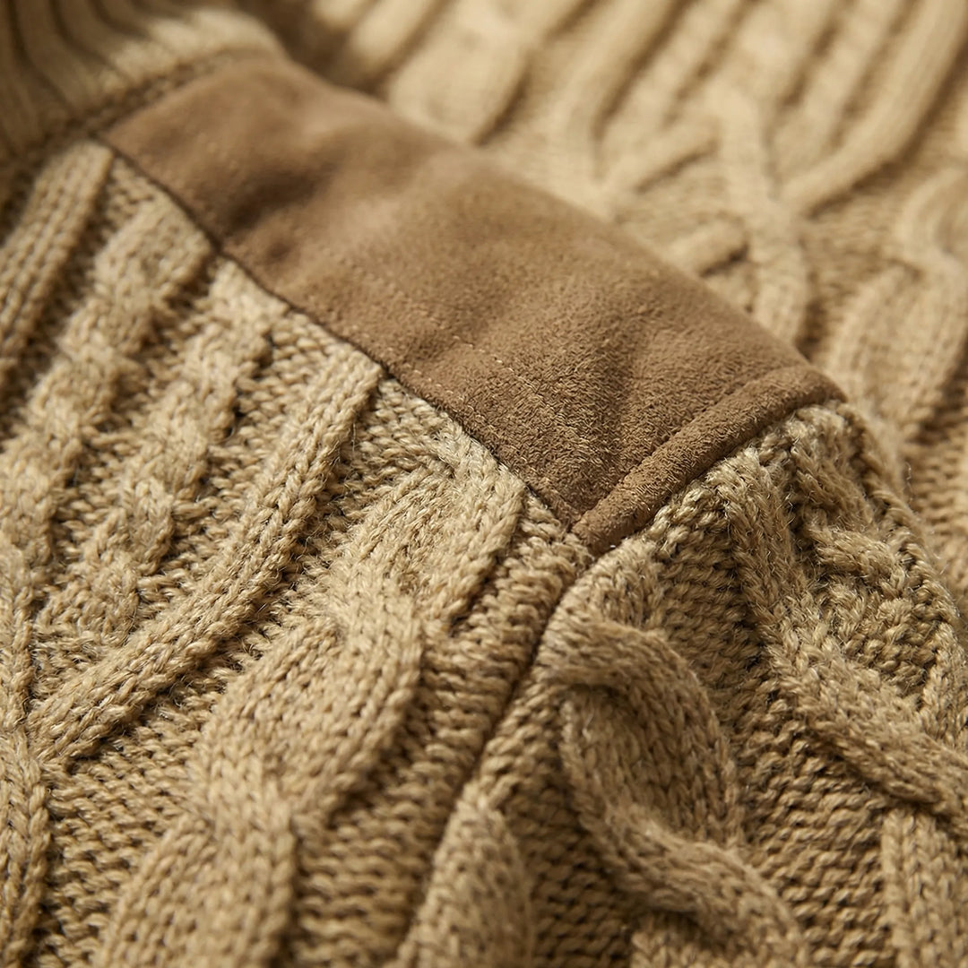 Knovurn - Cardigan-giacca a trecce foderato in pile