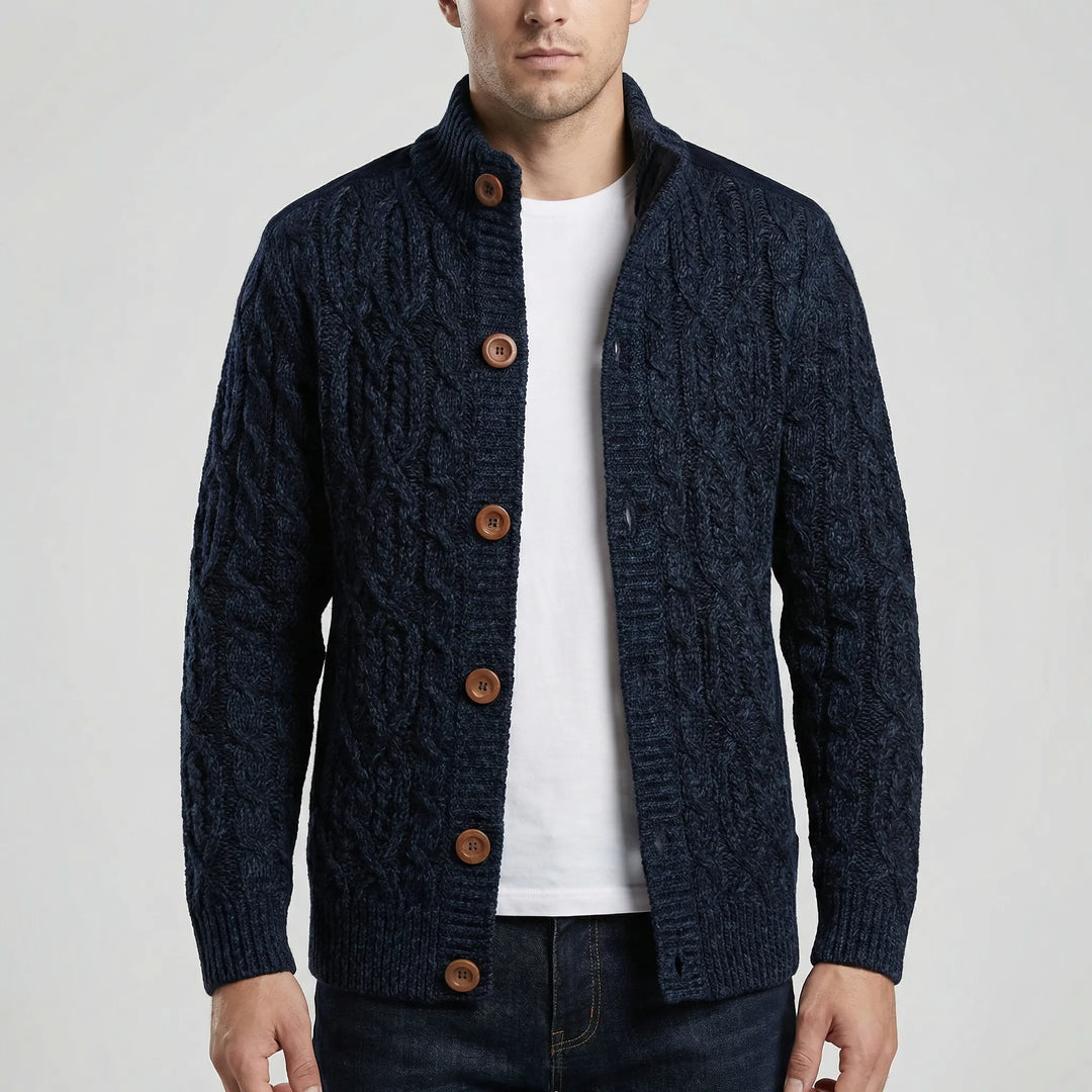 Knovurn - Cardigan-giacca a trecce foderato in pile
