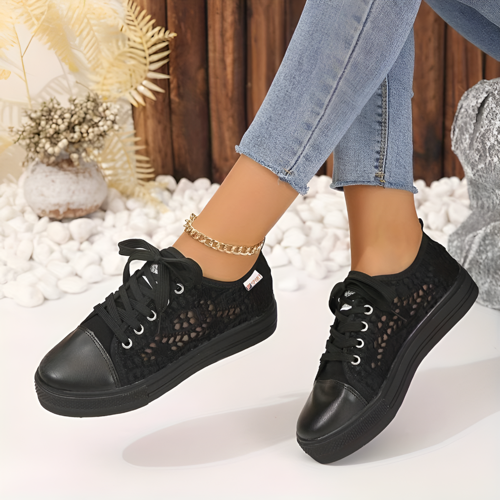 Lacevo - Sneakers con plateau in maglia e lacci da donna