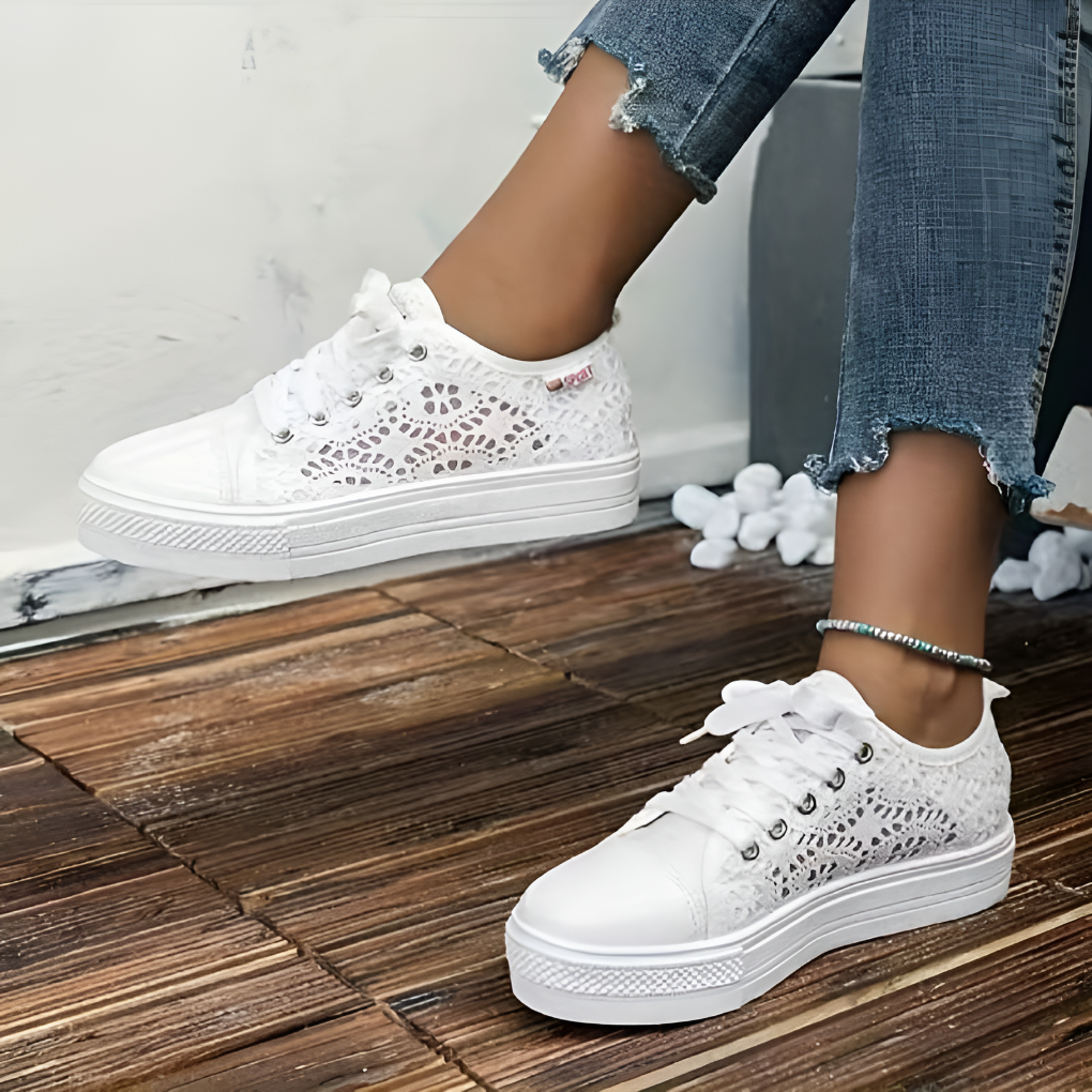 Lacevo - Sneakers con plateau in maglia e lacci da donna