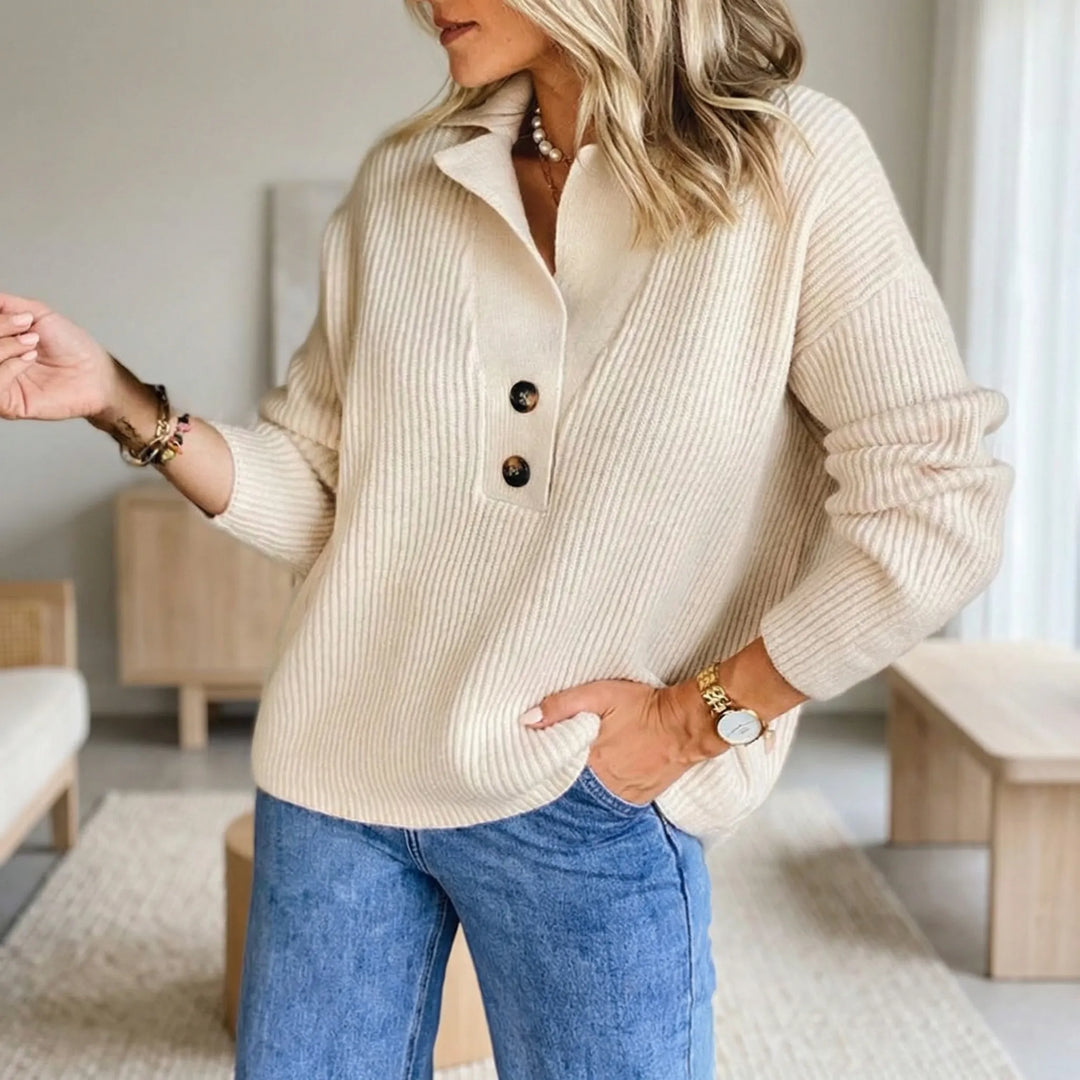 Lapriva - Maglione pullover con collo a risvolto a coste
