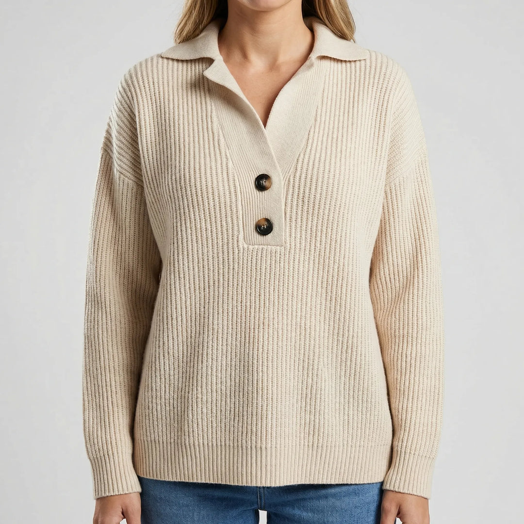 Lapriva - Maglione pullover con collo a risvolto a coste