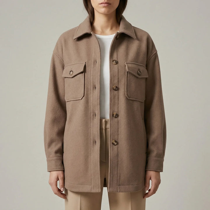 Laxelle - Giacca-camicia da donna oversize con spalle scese