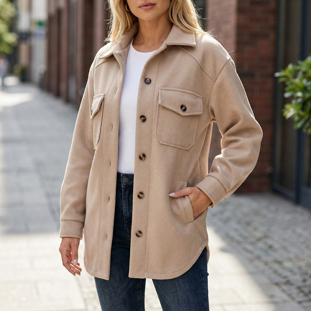 Laxelle - Giacca-camicia da donna oversize con spalle scese