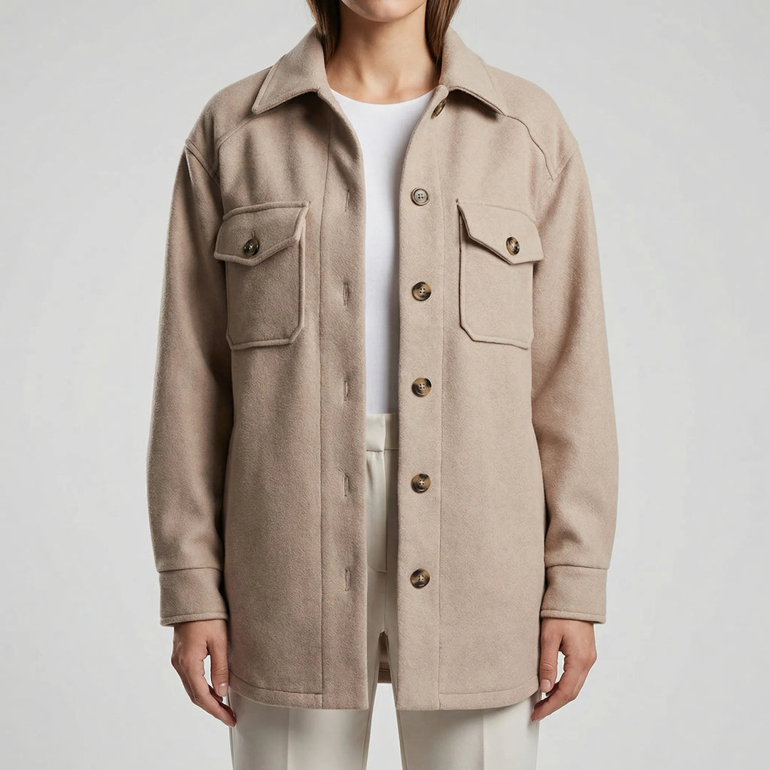 Laxelle - Giacca-camicia da donna oversize con spalle scese