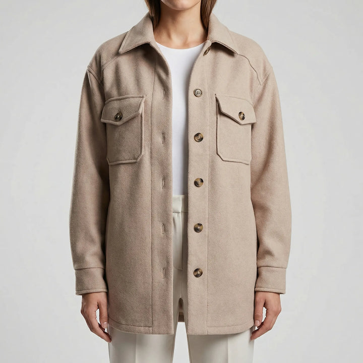 Laxelle - Giacca-camicia da donna oversize con spalle scese