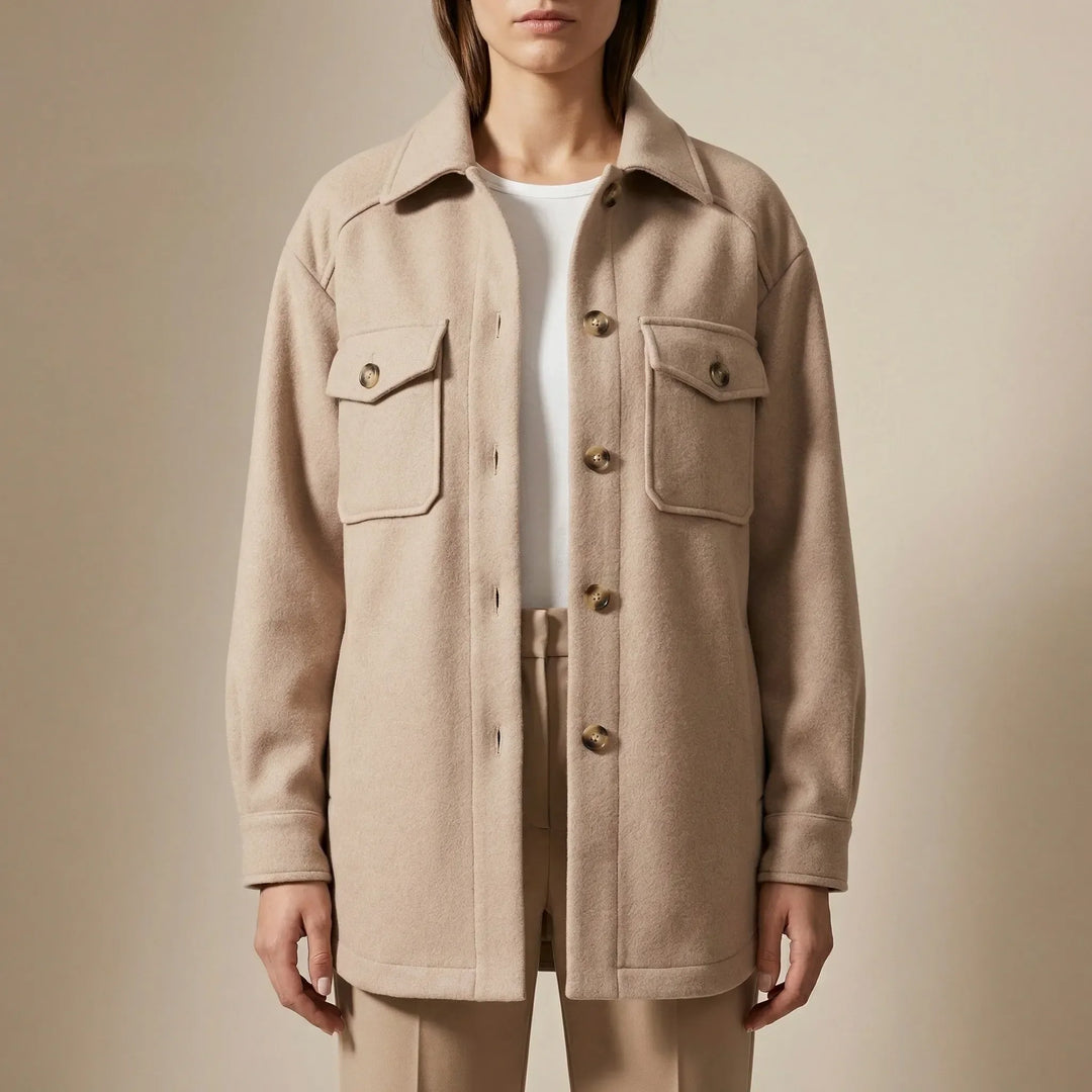 Laxelle - Giacca-camicia da donna oversize con spalle scese
