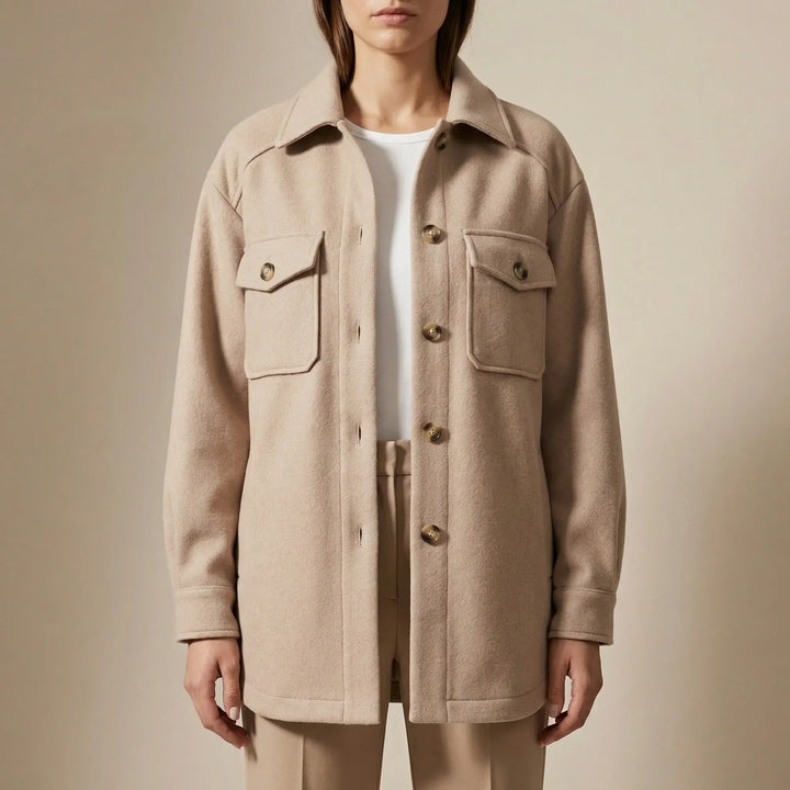 Laxelle - Giacca-camicia da donna oversize con spalle scese