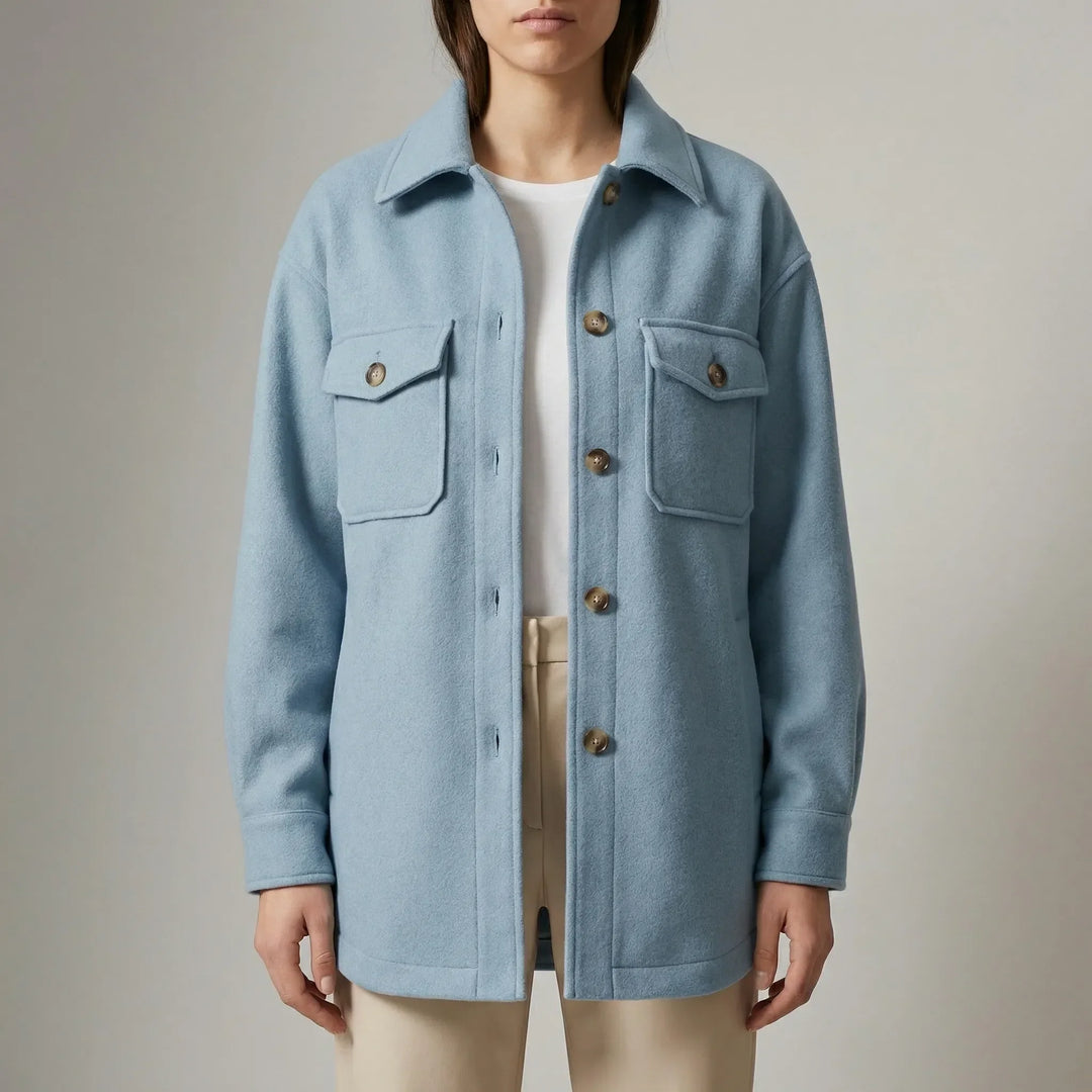 Laxelle - Giacca-camicia da donna oversize con spalle scese