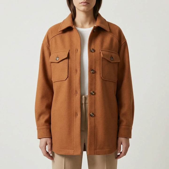 Laxelle - Giacca-camicia da donna oversize con spalle scese