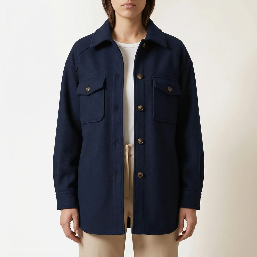 Laxelle - Giacca-camicia da donna oversize con spalle scese