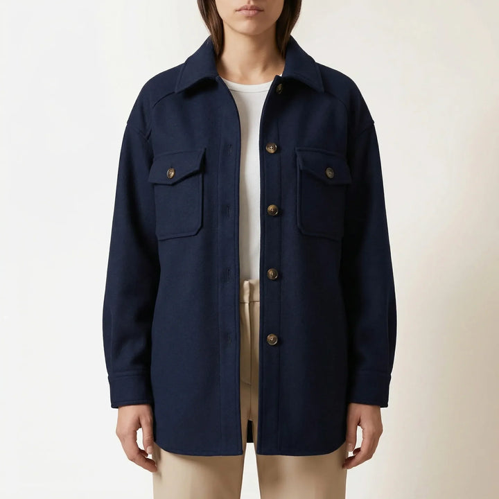 Laxelle - Giacca-camicia da donna oversize con spalle scese