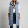 Gilet Puffer Senza Maniche con Cappuccio Lungo