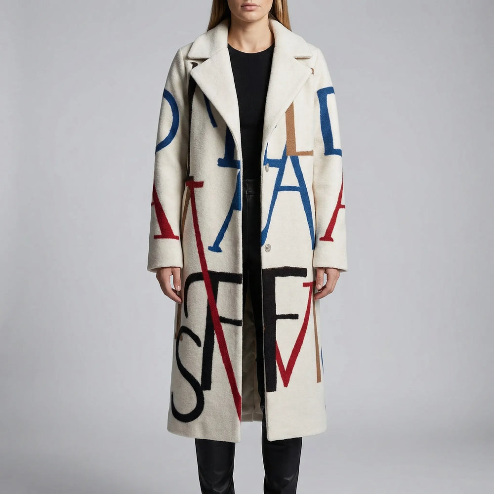 Lettrix - Cappotto lungo oversize con stampa a lettere