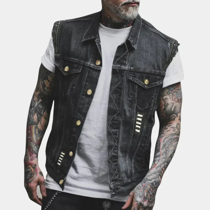 Gilet da uomo in denim retrò