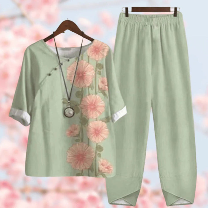 Set a due pezzi con motivi floreali vintage