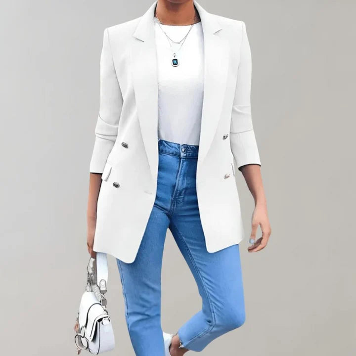 Blazer sciancrato con revers da donna