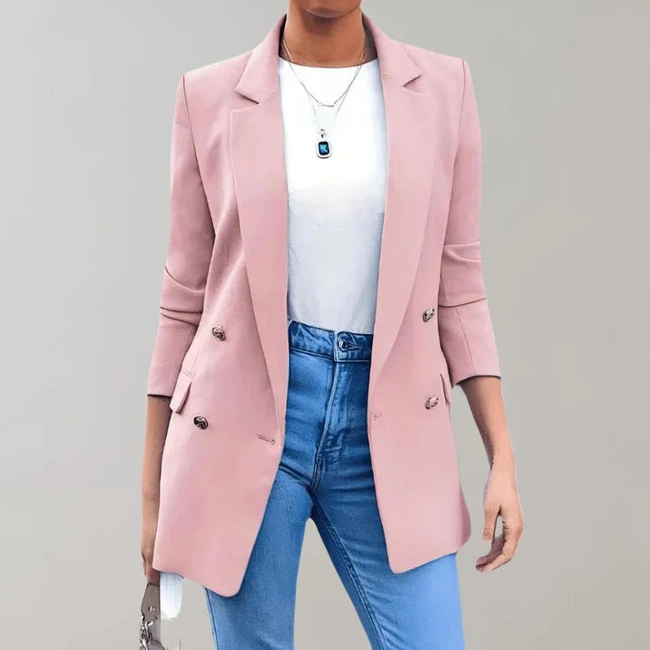 Blazer sciancrato con revers da donna