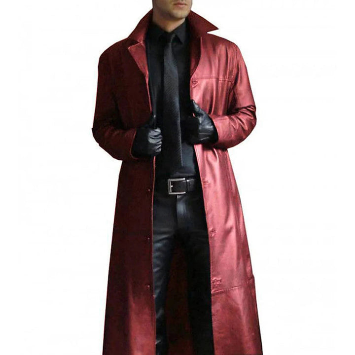 Cappotto invernale lungo da uomo in ecopelle