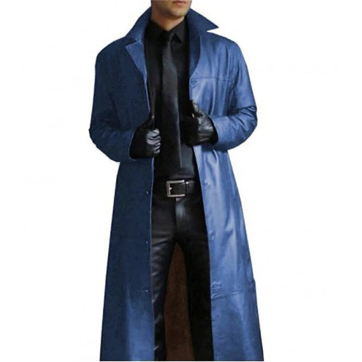 Cappotto invernale lungo da uomo in ecopelle