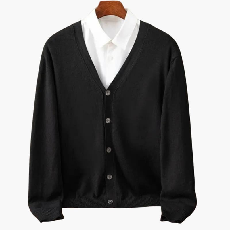 Cardigan da uomo con collo a V e bottoni – Strato in maglia classica