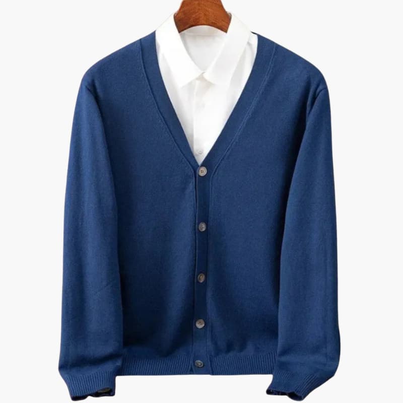 Cardigan da uomo con collo a V e bottoni – Strato in maglia classica