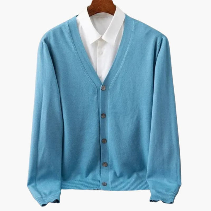 Cardigan da uomo con collo a V e bottoni – Strato in maglia classica
