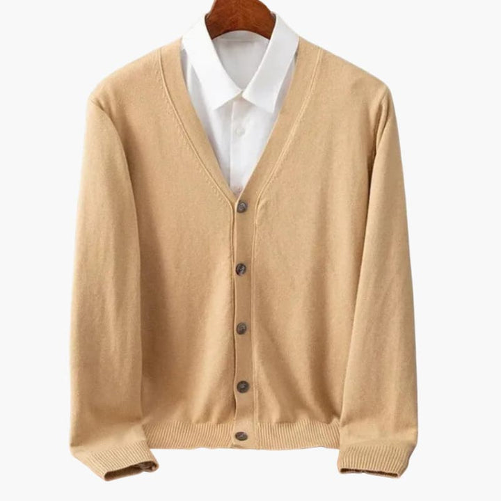 Cardigan da uomo con collo a V e bottoni – Strato in maglia classica