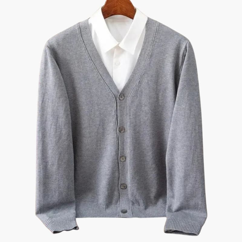 Cardigan da uomo con collo a V e bottoni – Strato in maglia classica