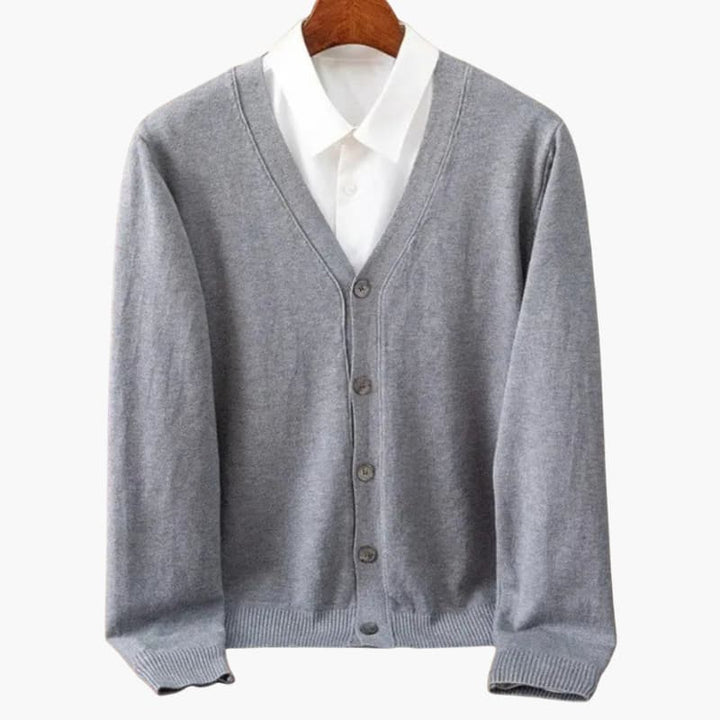 Cardigan da uomo con collo a V e bottoni – Strato in maglia classica