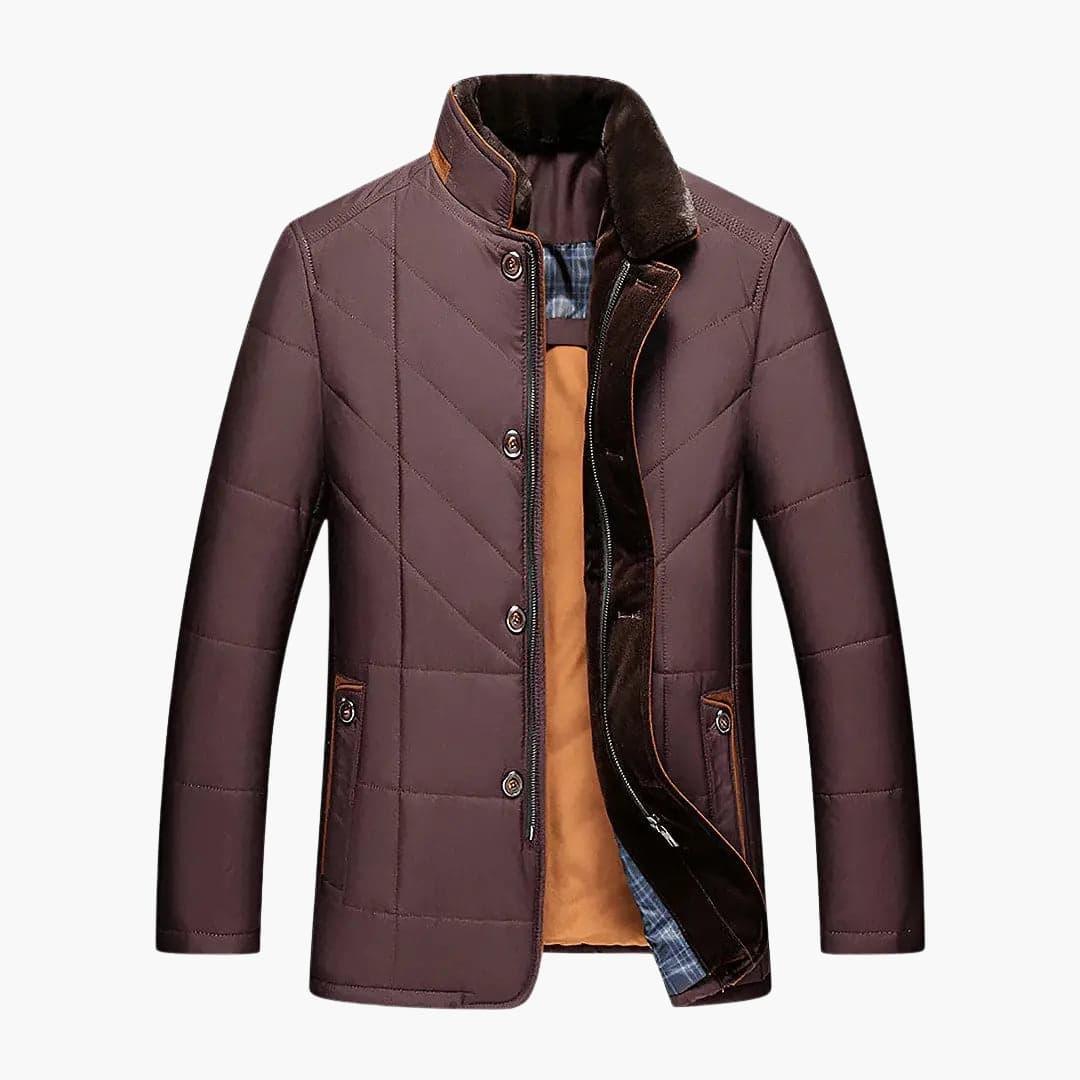 Giacca Quilted da Uomo con Chiusura a Bottone – Strato Esterno con Collo Alto