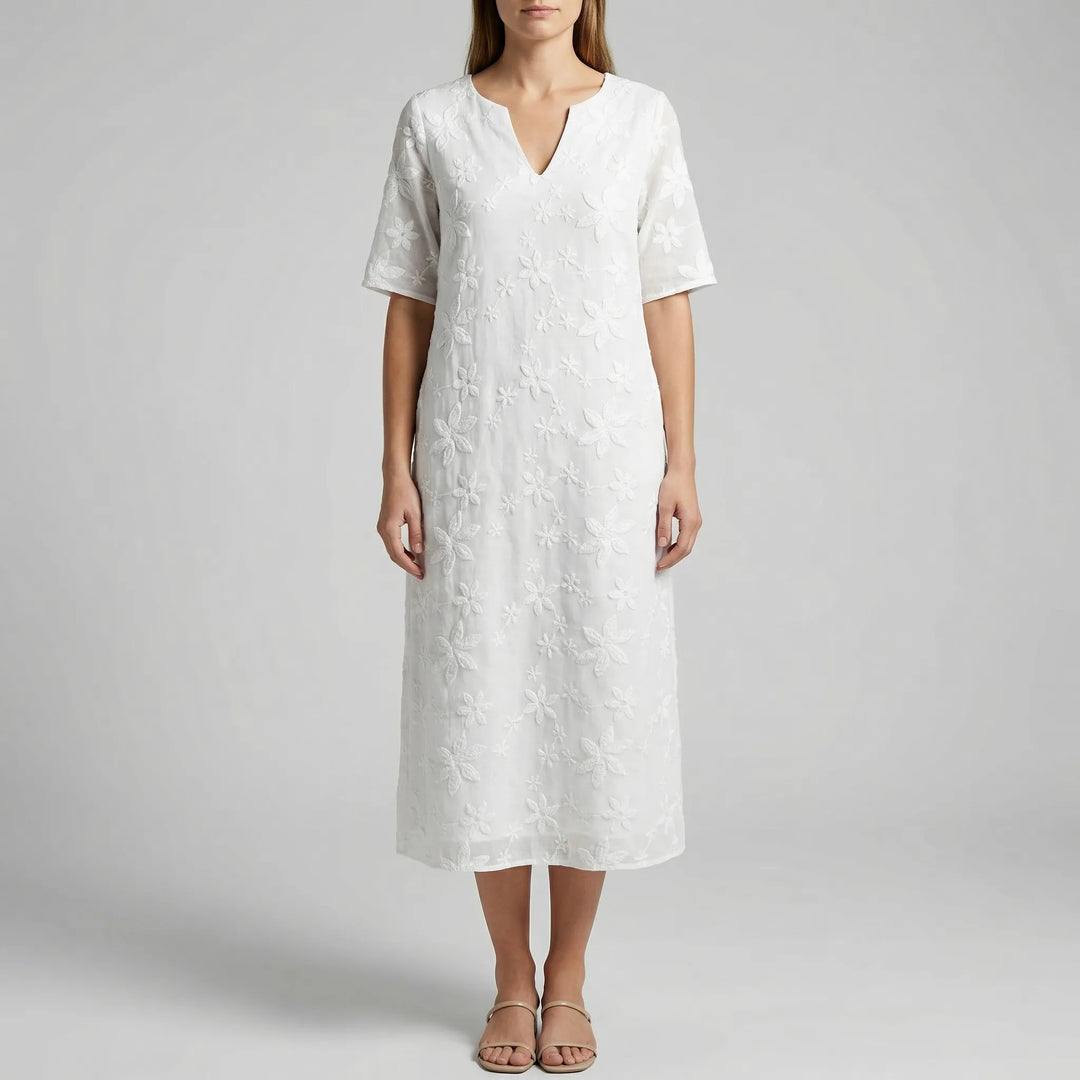 Midella - Abito midi floreale con scollo a V